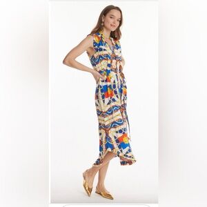 TYLER BOE Scarlett Silk Midi Print Dress Size Medium